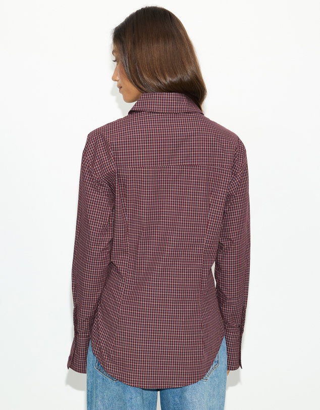 Dazie - Em Asymmetrical Check Button Up Shirt