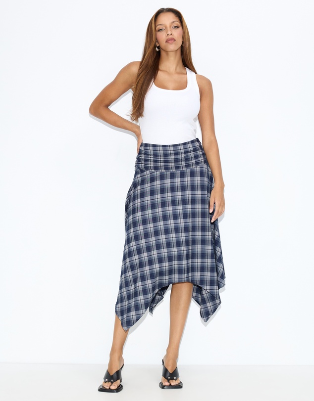 Dazie - Hamilton Hanky Hem Check Midi Skirt