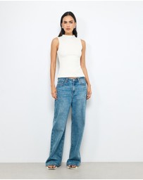 AERE - High Neck Textured Jersey Top