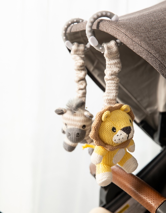 Living Textiles - 2 Pack Stroller Toys - Zebra & Lion