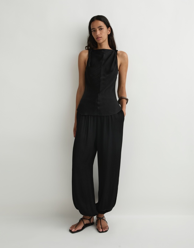 BONDI BORN - Ardea Twist Shoulder Top - Black