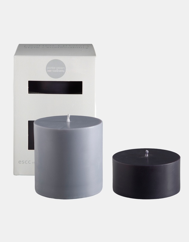 porter green - escc large pillar candle soy-blend unscented candles