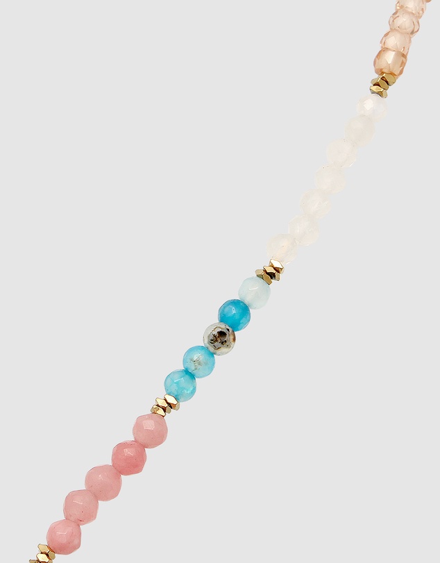 Elli Jewelry - Necklace Agate Beaded Summer 925 Sterling Silver Gold-Plated