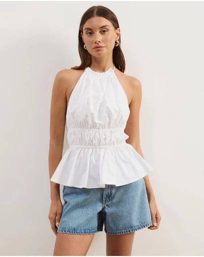 Atmos&Here - Georgia Ruched Cotton Halter Top