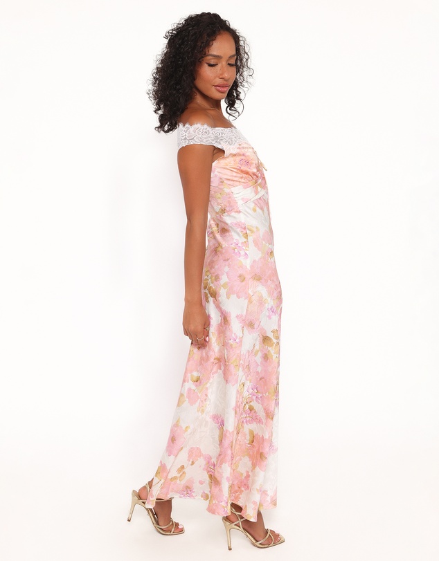 Petal & Pup - Voss Off Shoulder Lace Maxi Dress - Pink Floral