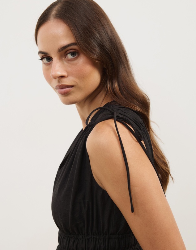 Atmos&Here - Ray Linen Blend Sleeveless Gathered Top