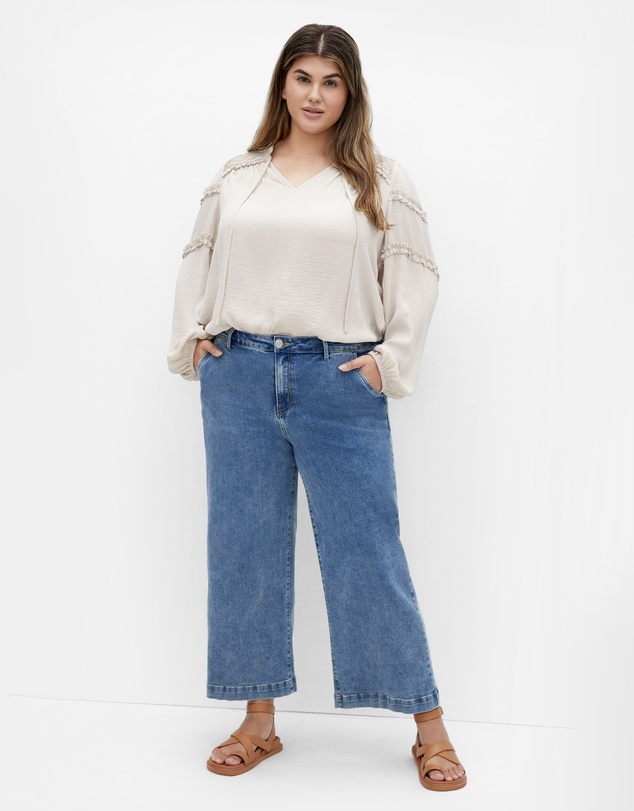 City Chic - Plus size Drama Queen Long Sleeve Shirt - porcelain