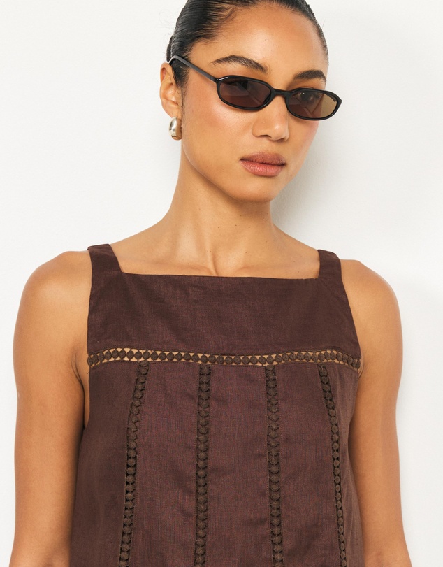 AERE - Tali Panelled Linen Mini Shift Dress