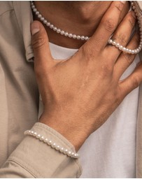 Dower & Hall - Men's White Pearl Bracelet In Sterling Silver