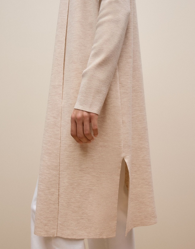 Trenery - Merino Longline Cardigan in Oat Marle