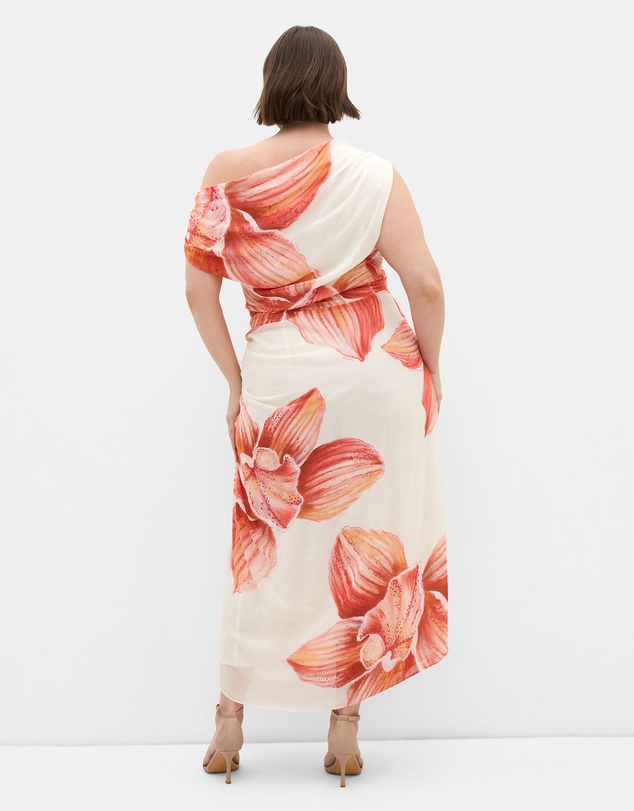 City Chic - Plus size Sunset Orchid Off Shoulder Maxi Dress - lemon creme
