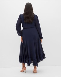 City Chic - Plus size Yasmin Long Sleeve Maxi Dress - navy