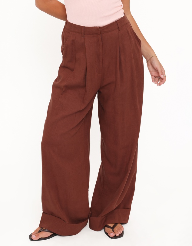 Petal & Pup - Elinor Cuffed Linen Pant - Brown