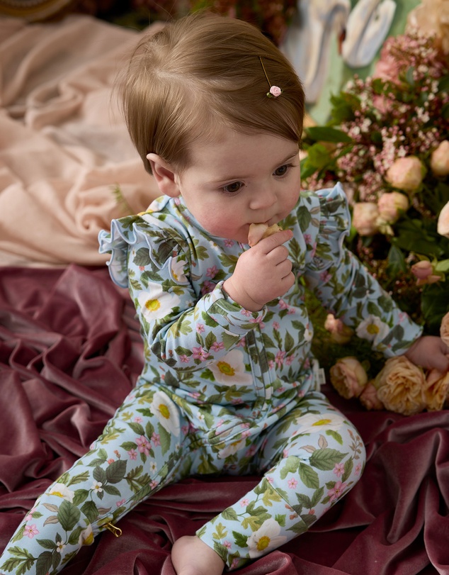 Fleur Harris - 'Heirloom Treasures' Precious Frill Coverall in Soft Teal