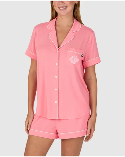 Kate Spade - Modal Button Up Short Sleeve Short Pyjama Set with Embroidery