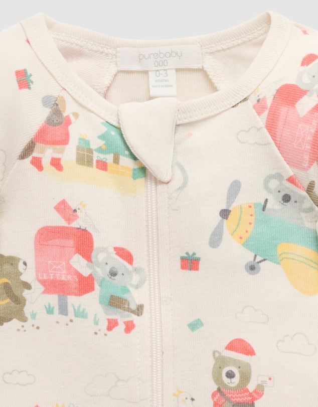 Purebaby - Christmas Zip Growsuit -Kids-Babies