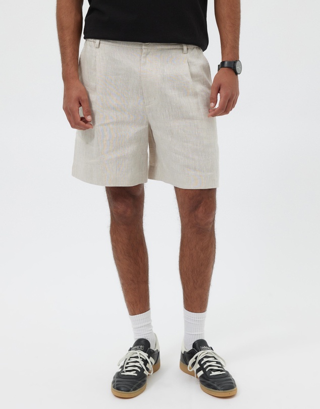 AERE - Seaside Pleated Linen Shorts