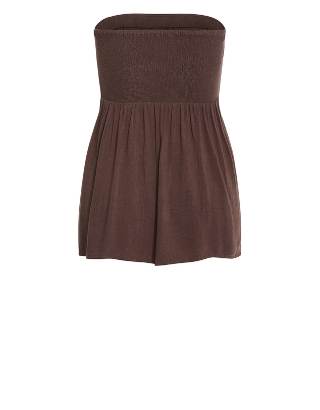 City Chic - Plus size Haven Strapless Tie Top - chocolate