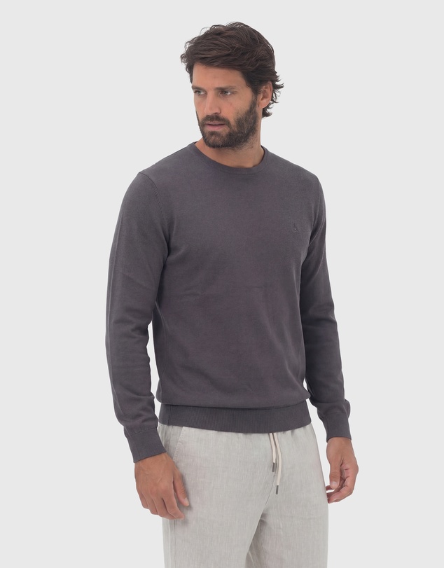 Coast Clothing - Crew Neck Cotton Jumper - Charcoal