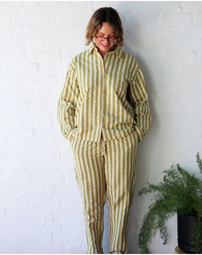 Mosey Me - Seersucker Stripe Long Pyjama Set