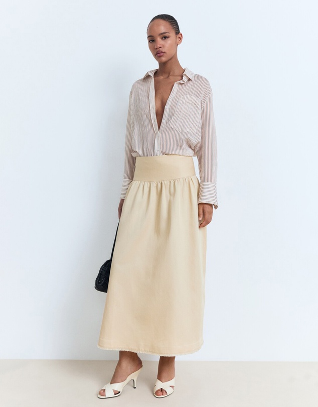 M.N.G - Midi Skirt With Frayed Ends