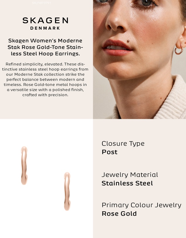 Skagen - Moderne Stak Rose Gold Tone Tone Earring