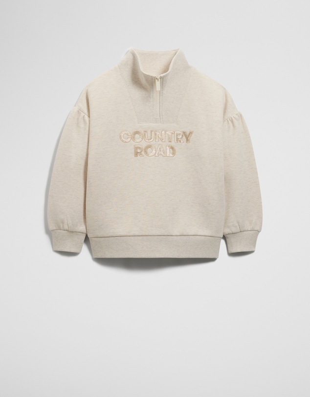 Country Road - Australian Cotton Blend Sequin Half Zip Sweat