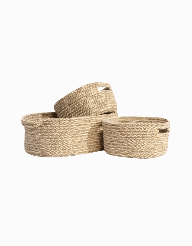 Living Textiles - 3 Pc Cotton Rope Storage Set - Natural