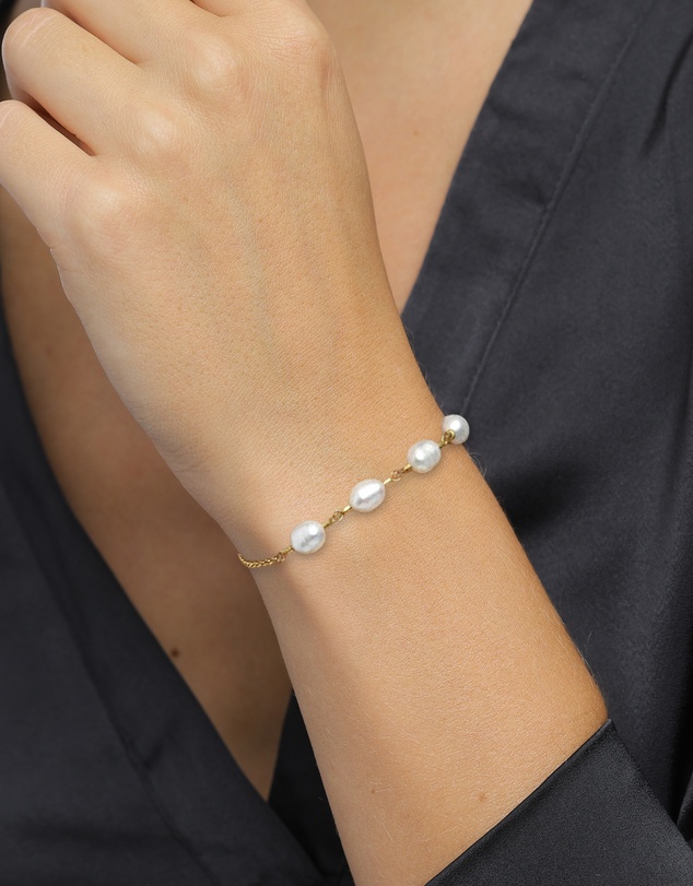 Elli Jewelry - Bracelet Pearl Wedding Charm 925 Sterling Silver Gold-Plated