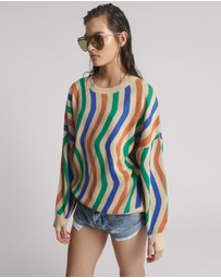 ONE TEASPOON - Acid Trip Knitted Wool Sweater - Striped Cream