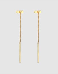 Elli Jewelry - Earrings Ear Hanger Bar Pull Through Trend with Zirconia Crystals in 925 Sterling Silver gold plated