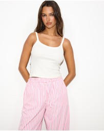 Dazie - Nina Stripe Double Waist Band Pants