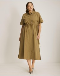 Atmos&Here Curvy - Tara Cinch Waist Midi Shirt Dress