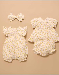 Purebaby - Luciana Shirred Romper -Kids-Babies