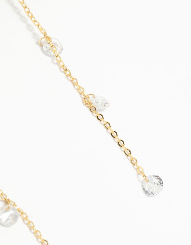 Lovisa - Gold Plated Cubic Zirconia Flower Chain Drop Earrings