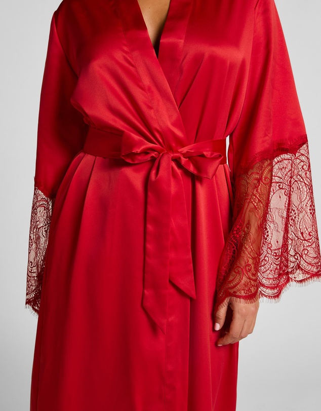 Hunkemoller - Long Satin Lace Kimono