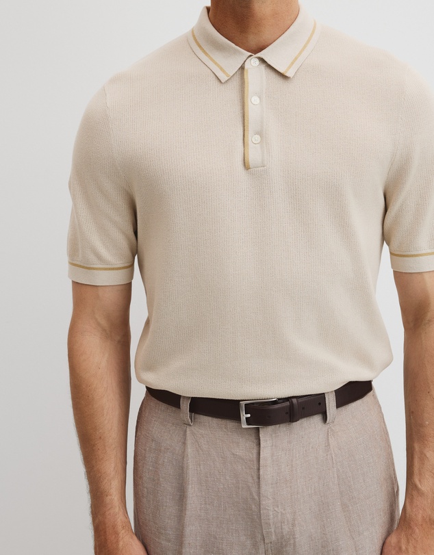 Country Road - Australian Cotton Blend Silk Tipped Knit Polo