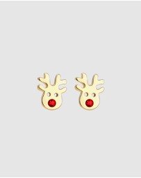 Elli Jewelry - Earrings Reindeer Crystals Gold Plated 925 Sterling Silver