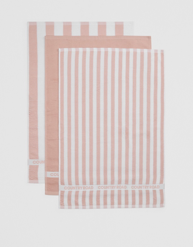 Country Road - Cr Stripe Australian Cotton Tea Towel Pack Of 3