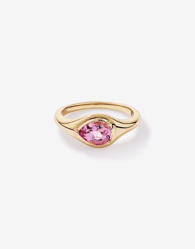 Michael Hill - Pear Cut Blush Pink Tourmaline East-to-West Set Ring in 10kt Yellow Gold