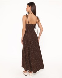 Petal & Pup - Mischa Maxi Dress - Brown Polka Dot