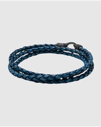 Nialaya Jewellery - Men's Blue Wrap Around Leather Bracelet
