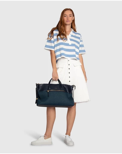Belle & Bloom - Let Me Wander Button Front Denim Midi Skirt