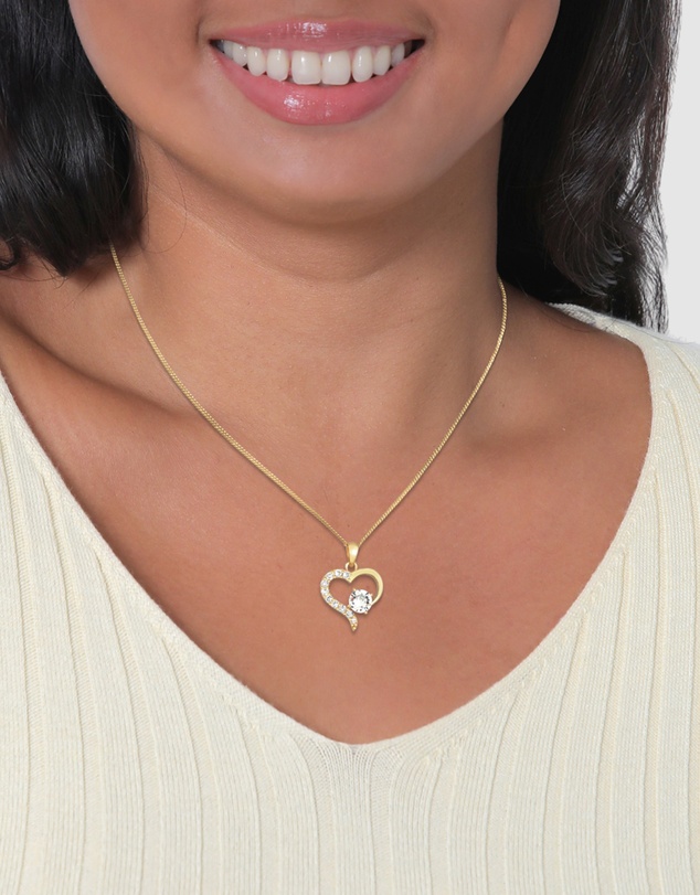 Elli Jewelry - Necklace Heart Pendant Sparkling Love with Crystals in 925 Sterling Silver Gold Plated