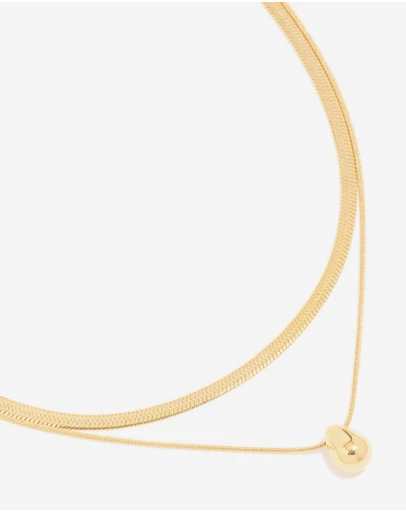 Lovisa - Waterproof Gold Plated Stainless Steel Snake Chain & Pebble Layered Necklace