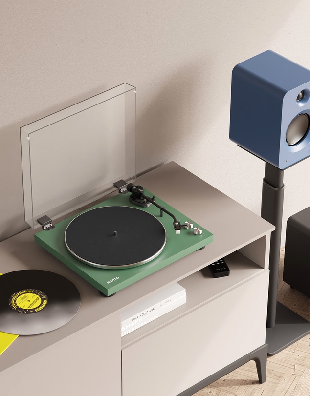 iWorld - Kanto OBI3 Turntable with Bluetooth 5.3, Preamp, and Pitch Control - Matte Green