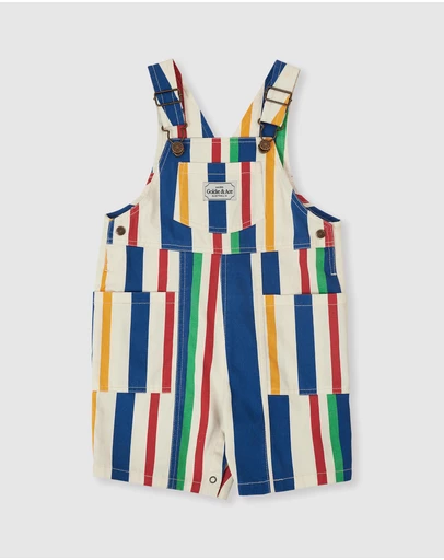 Goldie + Ace - 90s Bold Stripe James Denim Pocket Overalls - Babies-Kids