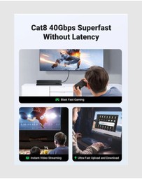 Ugreen - UGREEN 2m Cat8 LAN CableNetwork Cable Black