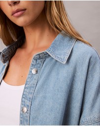 Calvin Klein Jeans - Linen Blend Denim Relaxed Button-Down Shirt