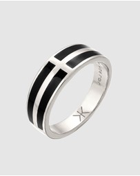 Kuzzoi - ICONIC EXCLUSIVE - Ring Men Enamel Sleek Design 925 Sterling Silver